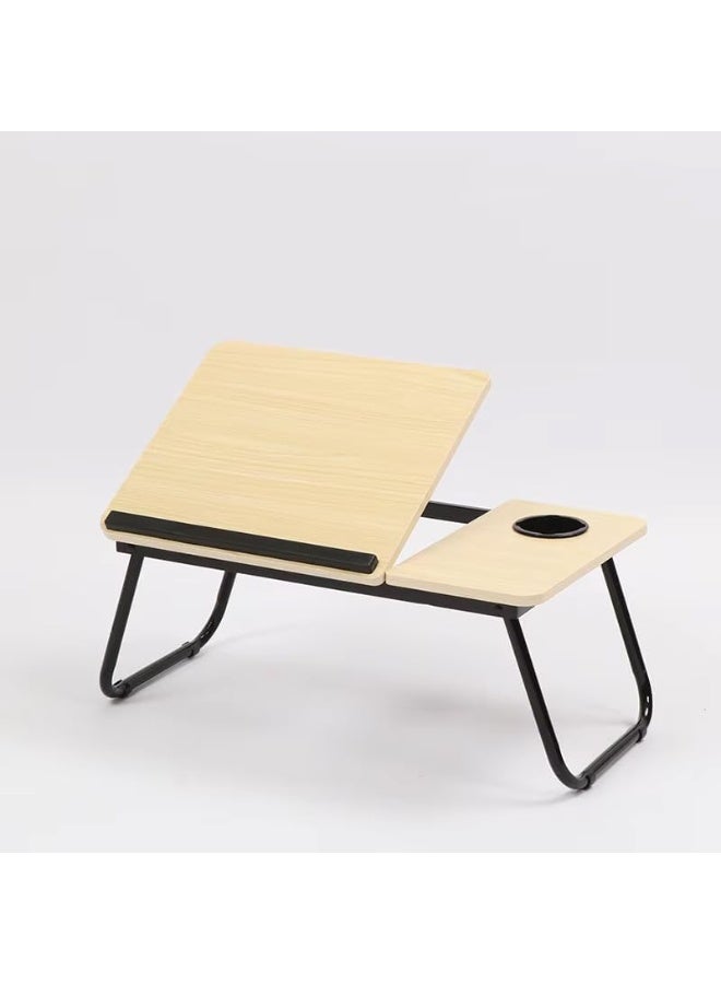 Lacoz Adjustable Laptop Desk for Bed Portable Beds Tray Table with Cup Holder Beige - Image 1